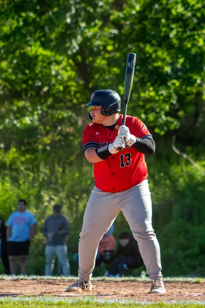 Batter waiting on a pitch at the plate