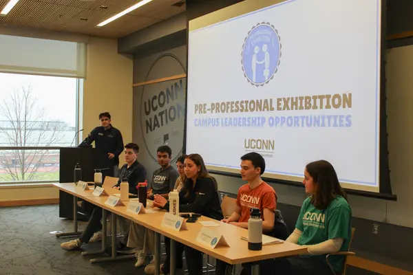 Panelists seated at a table for the Campus Leadership Opportunities panel