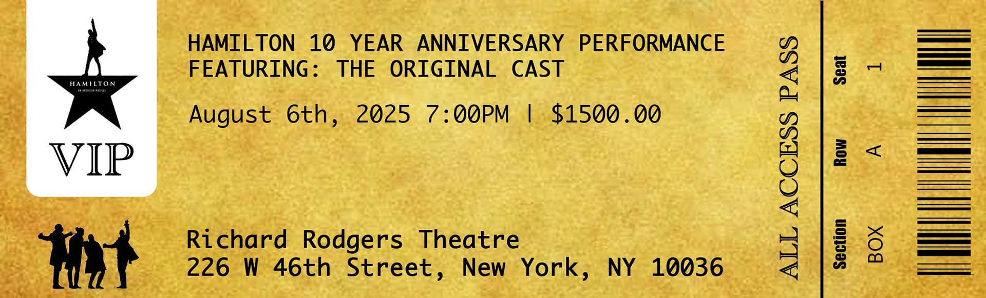 Hamilton 10th Anniversary VIP Ticket