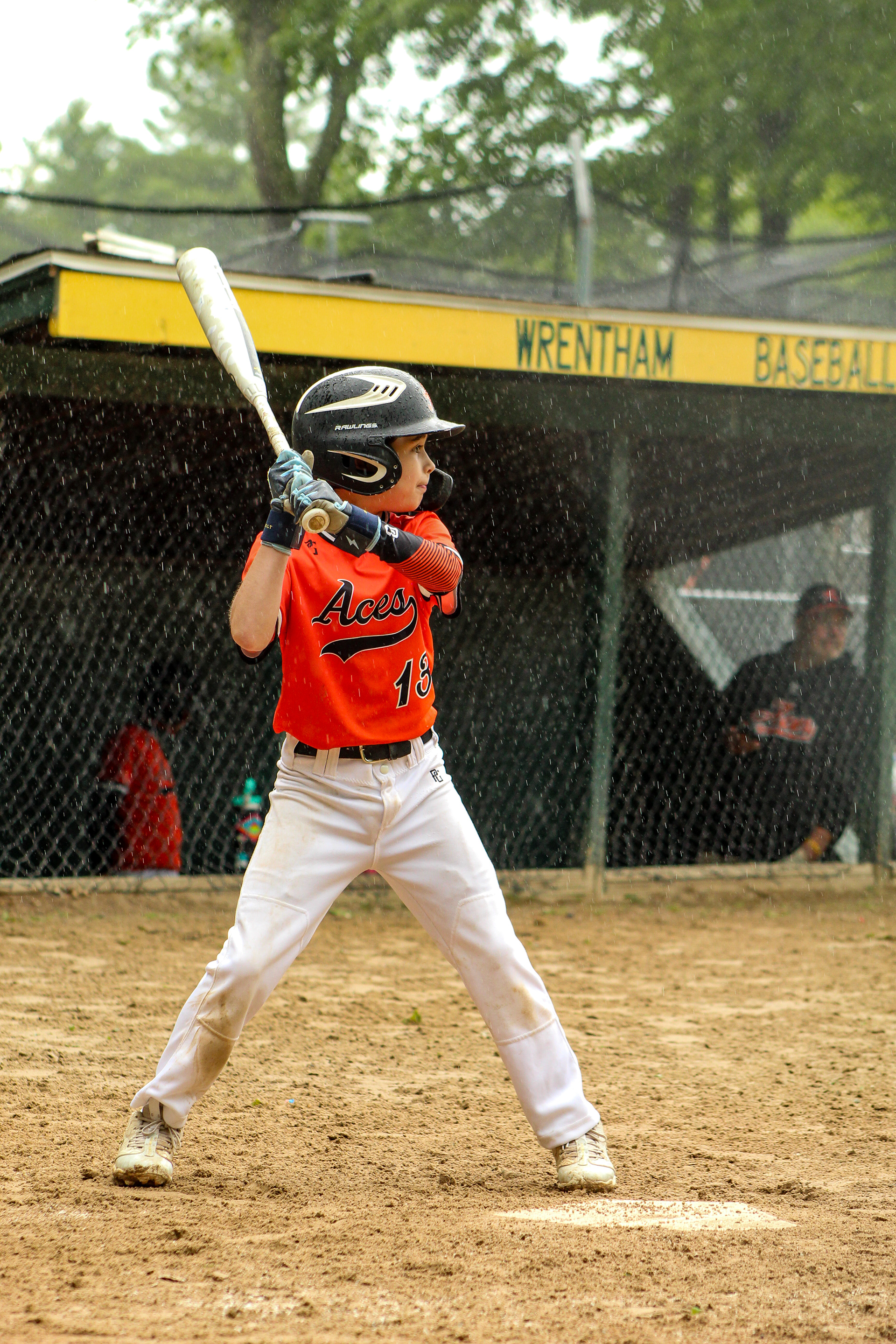 Baseball batter in the rain
